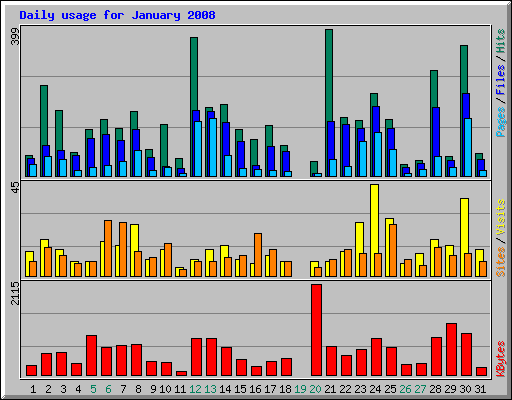 Daily usage for January 2008