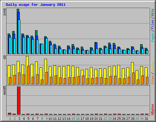 Daily usage for January 2011