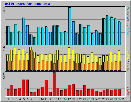 Daily usage for June 2013