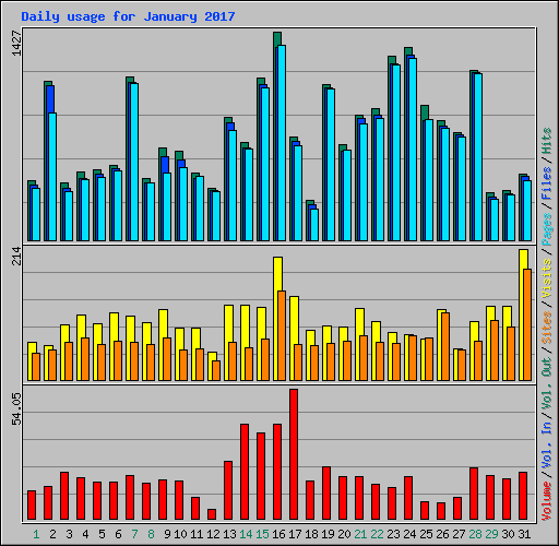 Daily usage for January 2017