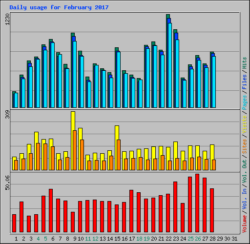 Daily usage for February 2017