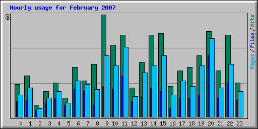 Hourly usage for February 2007