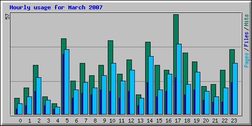 Hourly usage for March 2007