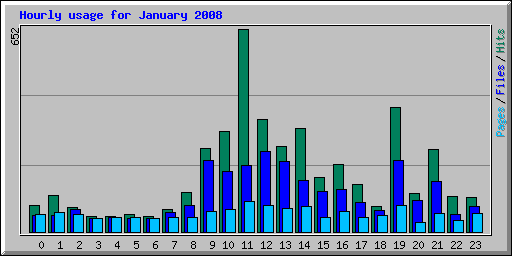 Hourly usage for January 2008