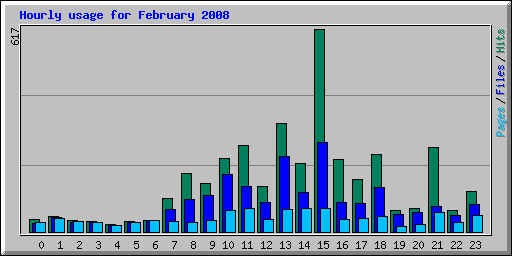 Hourly usage for February 2008