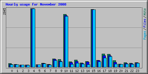 Hourly usage for November 2008