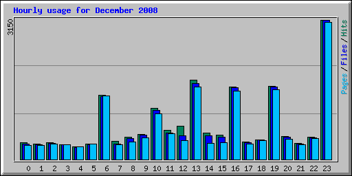 Hourly usage for December 2008