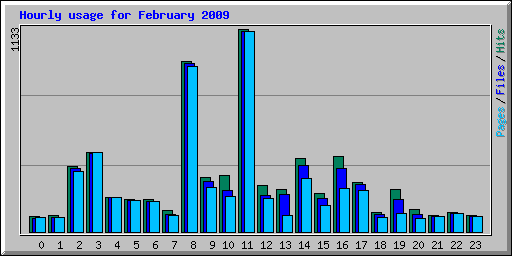 Hourly usage for February 2009