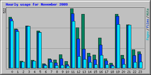 Hourly usage for November 2009