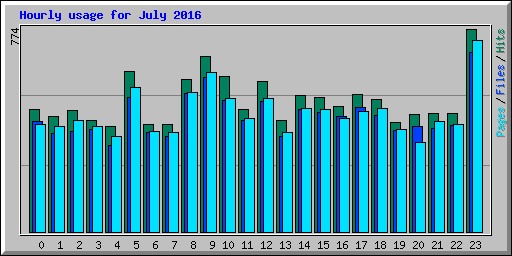 Hourly usage for July 2016