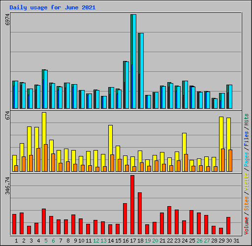 Daily usage for June 2021