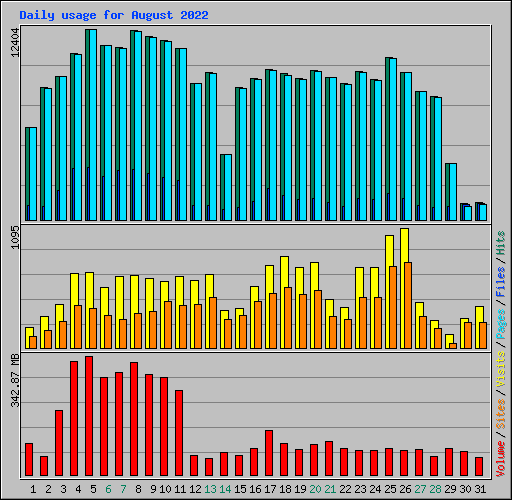 Daily usage for August 2022