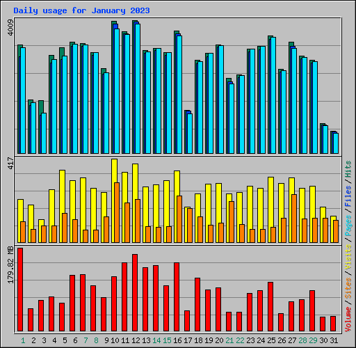 Daily usage for January 2023