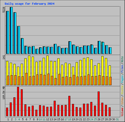 Daily usage for February 2024